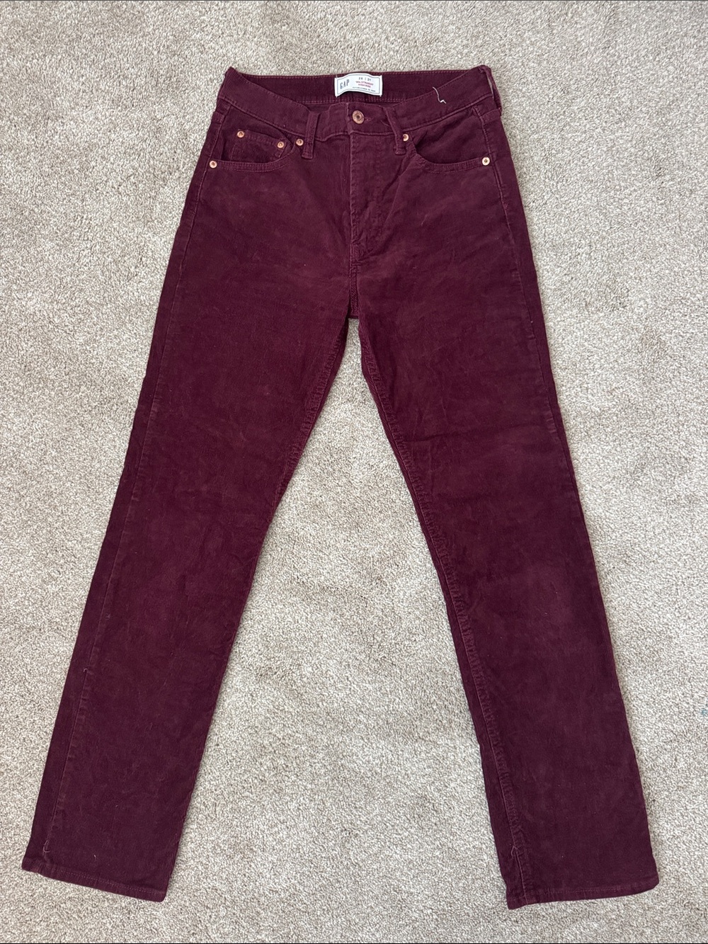 GAP Women's Straight-Leg Corduroy Pants in Burgundy